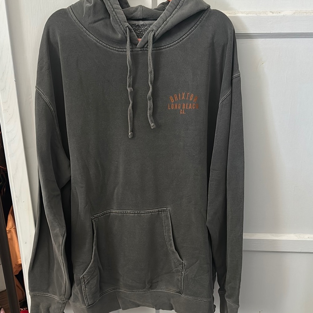 Brixton Charcoal Hooded Sweatshirt with Orange Logo